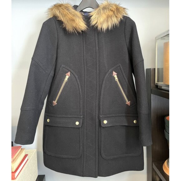 NWT J. Crew Chateau Parka Wool Peacoat (Black) 0P - Picture 4 of 12